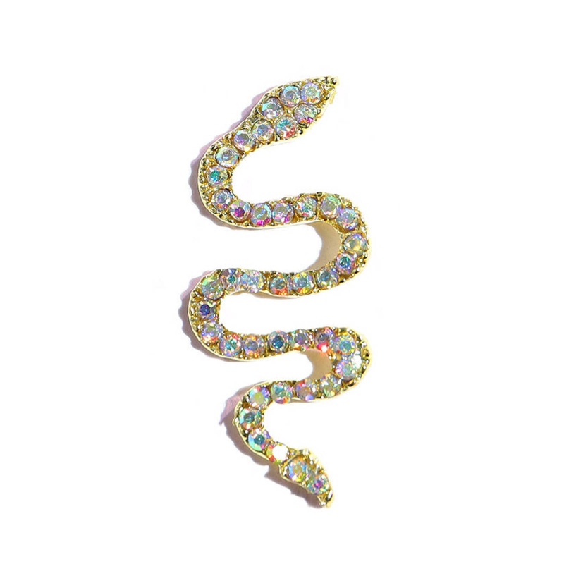 Xiangbao Đá Trang Trí Móng Tay Nghệ Thuật Hình Rắn Bằng Hợp Kim Bạc Đính Đá Pha Lê Gợn Sóng / Rắn Kiểu