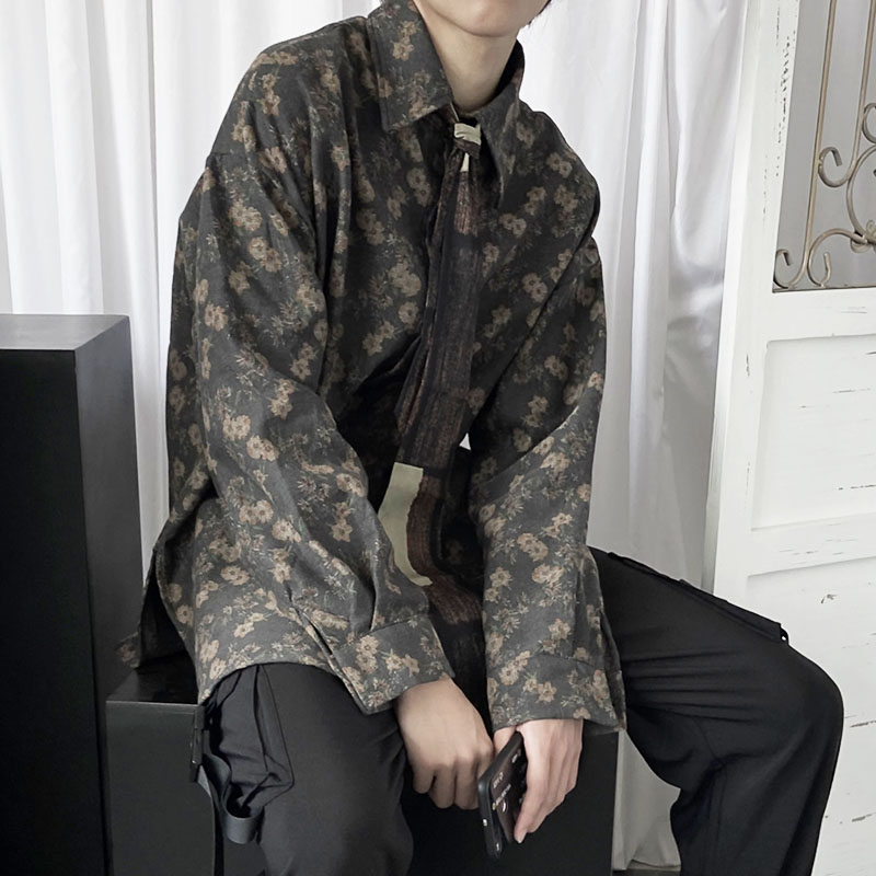 Áo sơ mi tay dài họa tiết hoa phong cách Vintage dành cho nam