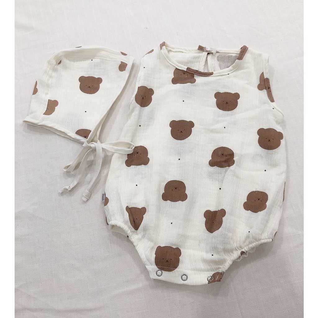 Áo liền quần bé trai sơ sinh kèm mũ, bodysuit bé trai sơ sinh kèm mũ, 3 tháng, 6 tháng, 1 tuổi, 2 tuôi