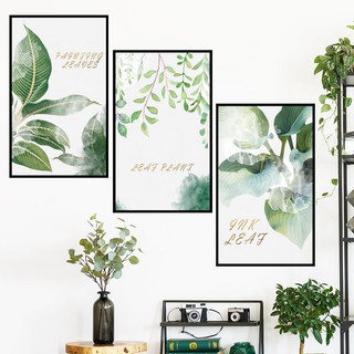 [SET 3 TRANH] Decal dán tường bộ tranh lá cây, tranh dán tường trang trí phòng khách phòng ngủ phong cảnh cây lá