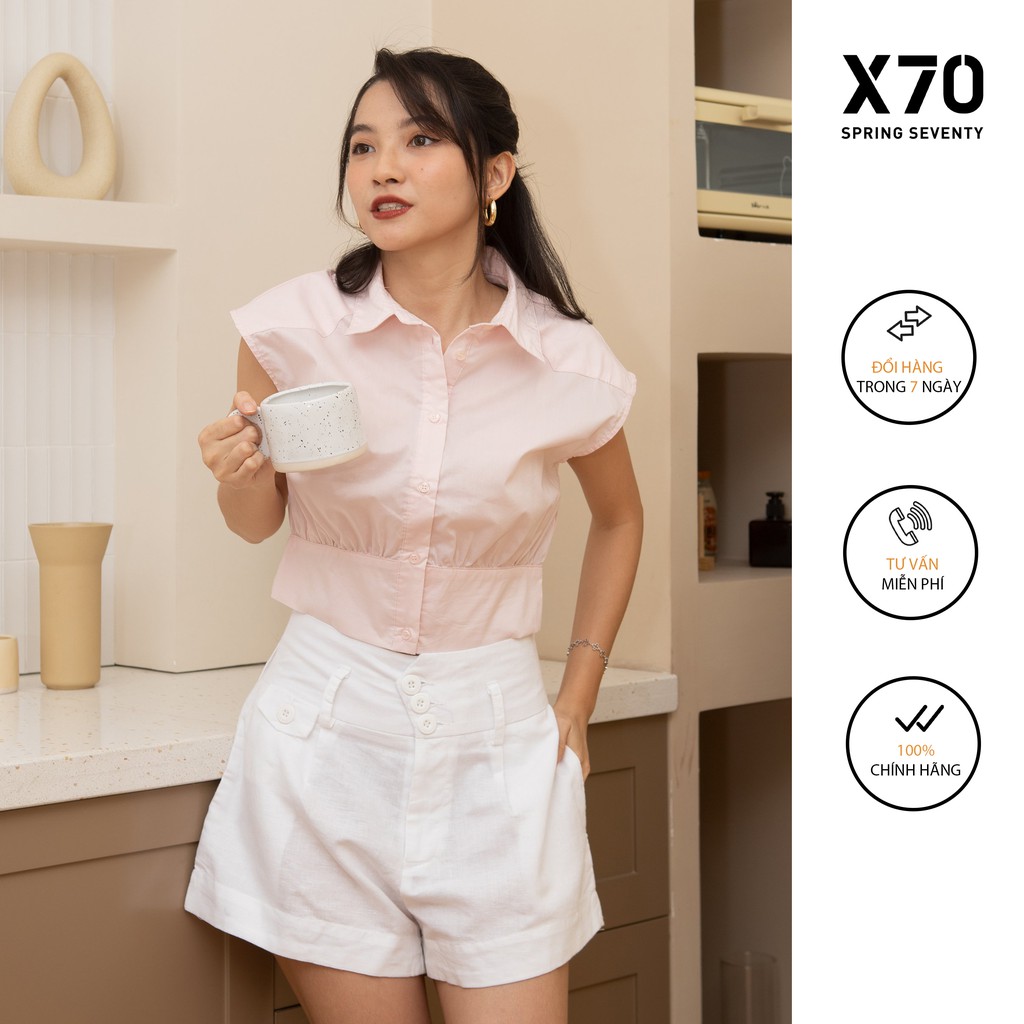 Áo Sơ Mi Nữ Croptop Thiết Kế Cọc Tay Thời Trang X70 - 01440012