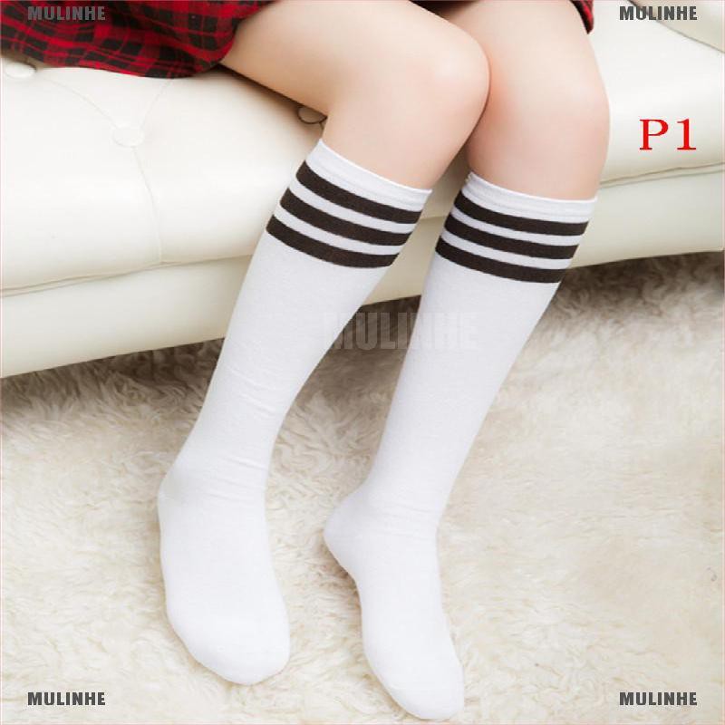 Vớ Cotton Cao 3 Sọc Màu Trơn Dành Cho Nữ