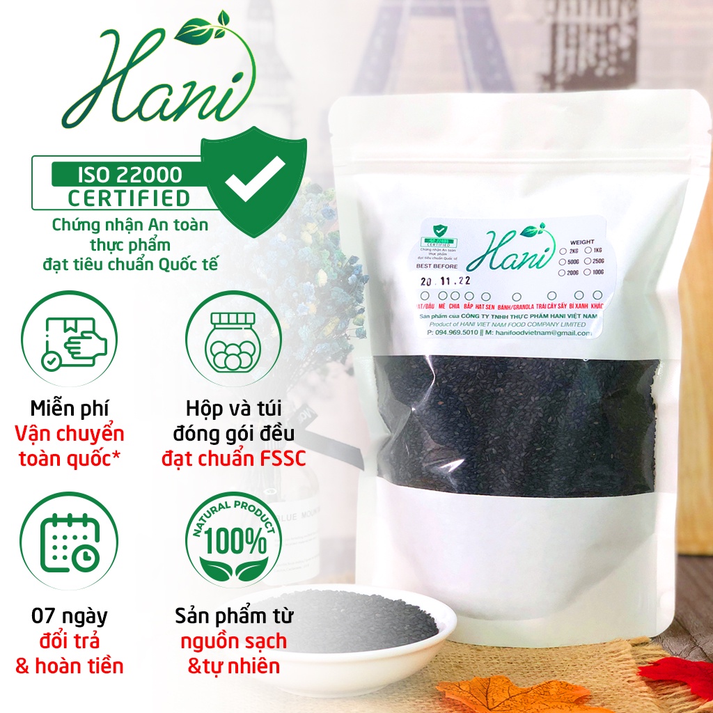 500g Mè Đen Hữu Cơ Sống Nấu Sữa, Làm Bánh, Nấu Chè  Kho sỉ dinh dưỡng HANI Healthy Food