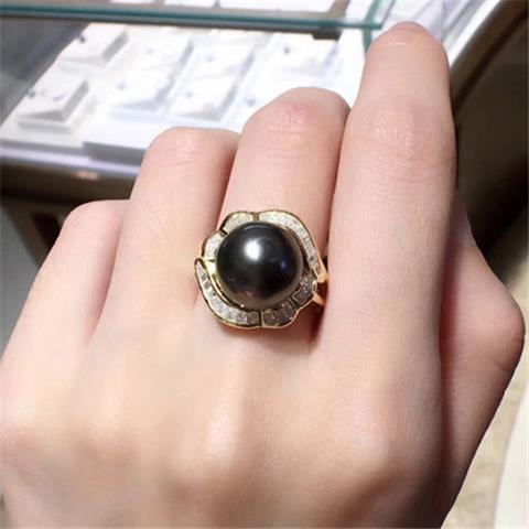 Nhẫn Bạc 925 Đính Ngọc Trai Đen Sang Trọng 11-12