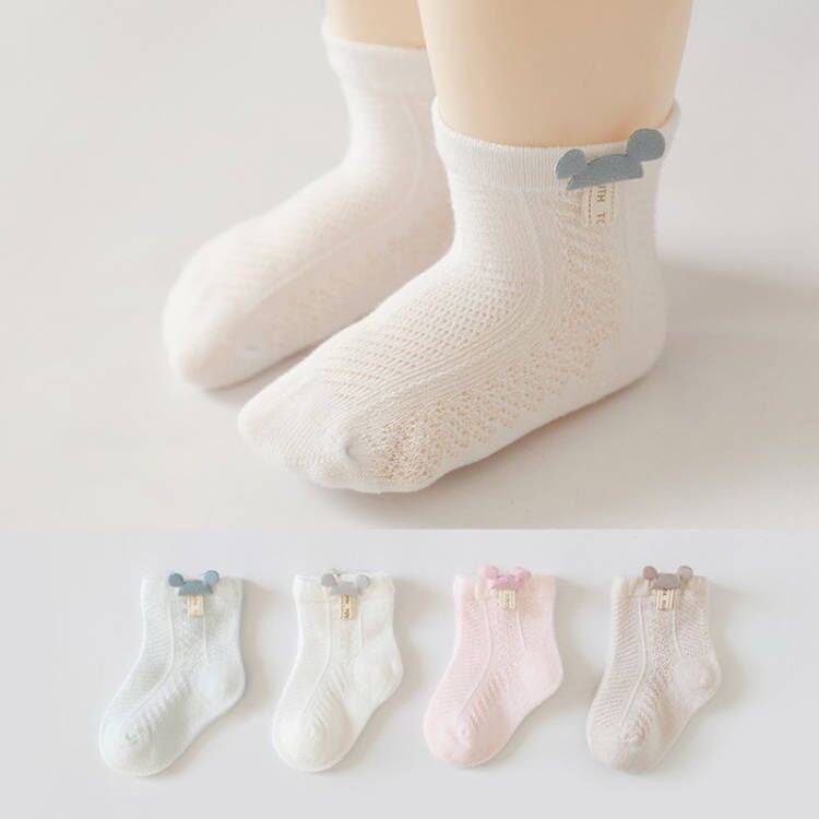 Vớ Cotton Cổ Ngắn Phối Lưới Thoáng Khí Thời Trang Xuân Hè Cho Bé