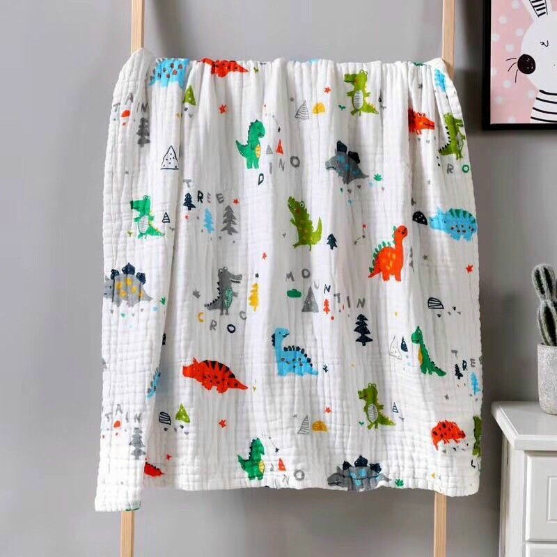 khăn cotton sợi tre nhăn 6 lớp khổ 95cm bồng bềnh mềm mại siêu thấm hút an toàn cho da bé