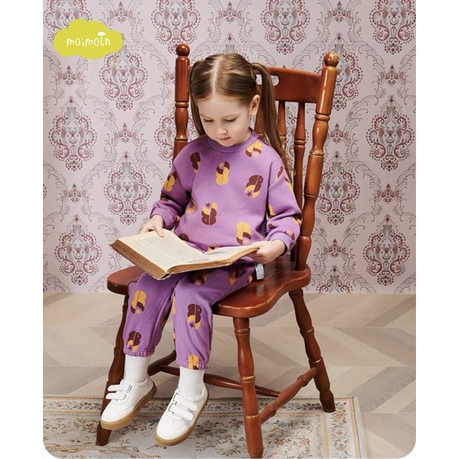 Bộ nỉ lót lông mềm xuất Hàn dư xịn cho bé gái 2-3 tuổi tương đương bé từ 12-14kg