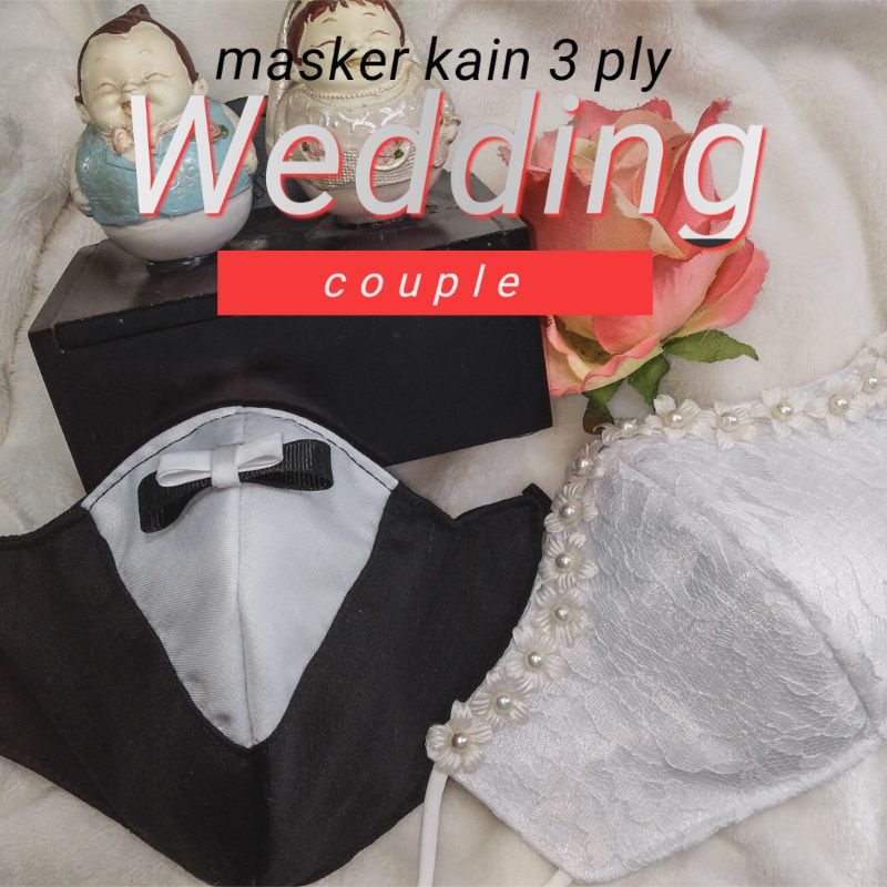 Khẩu trang đám cưới / thay thế / dự tiệc / 3 lớp không chứa y tế và chú rể