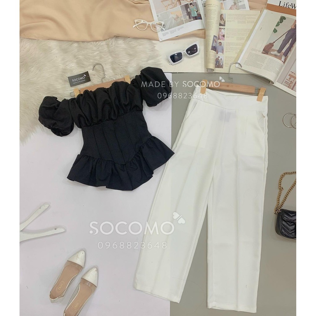 Áo trễ vai bèo li eo đuôi xòe - Hàng loại 1, chất đẹp - Giá tốt - 100% ảnh Socomo tự chụp
