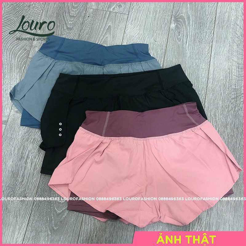 Quần short nữ cạp cao 2 lớp Louro QF36, kiểu quần tập yoga, gym, zumba, thông thoáng, co giãn 4 chiều