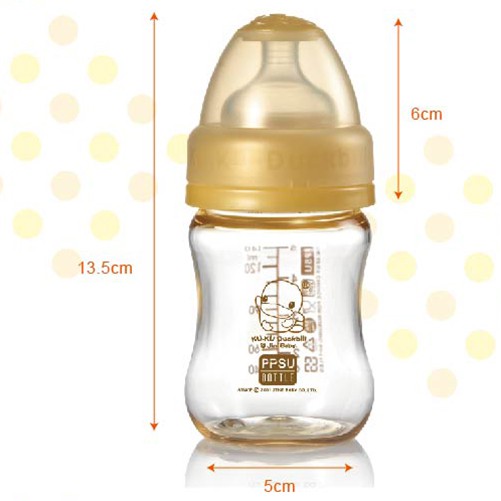 Bình sữa PPSU cổ rộng 140ml ku.ku duckbill Ku5833