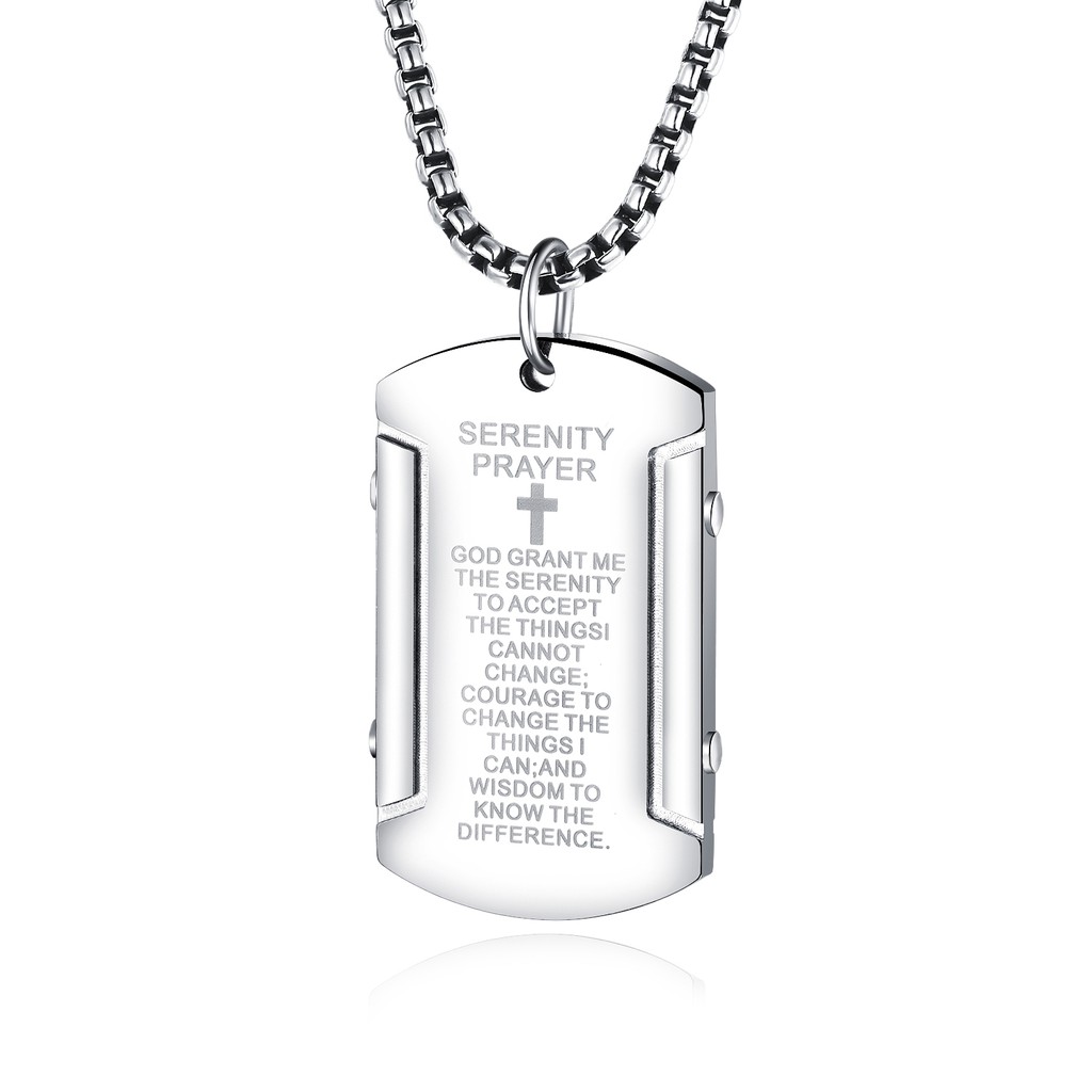 Dây chuyền titan mặt dog tag kẽ khắc thánh giá MN200402