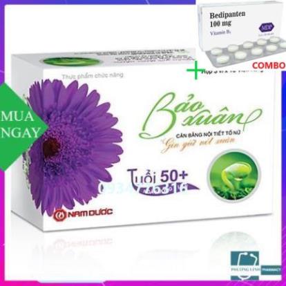 Combo Bedipanten 100mg +  Viên uống bảo xuân tím tuổi 50+ cân bằng nội tiết và gìn giữ nét xuân, hộp 30 viên