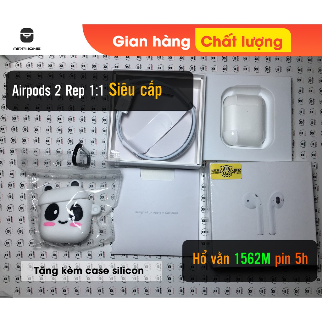 Tai nghe airpods 2 hổ vằn 1562M pin 5h siêu cấp, Tai nghe bluetooth louda và jerry định vị, đổi tên, tháo tai dừng nhạc