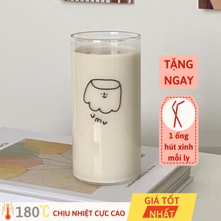 [Tặng ống hút xinh] Cốc, ly thủy tinh dễ thương uống nước cà phê xinh xắn