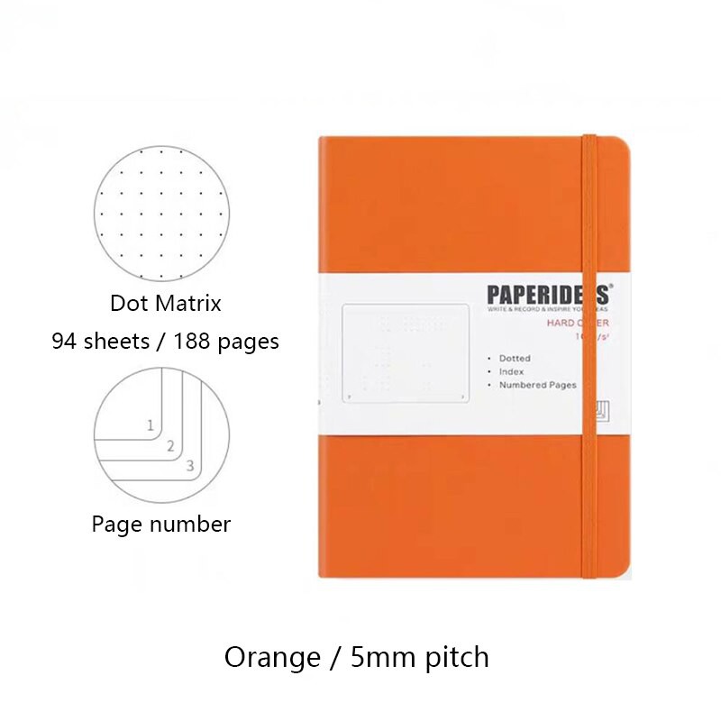 Sổ Bullet Journal PAPER IDEAS - Khổ A5 - Bìa cứng - Màu cam (Orange)