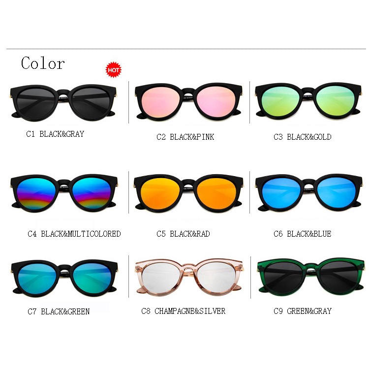 Kính mát SAMJUNE mắt mèo tráng gương phong cách cổ điển