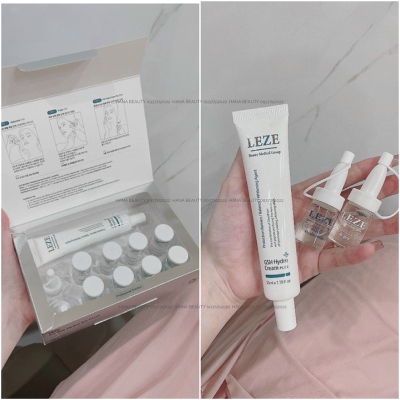 Set dưỡng phục hồi tái tạo da căng bóng láng mịn Leze Hydro