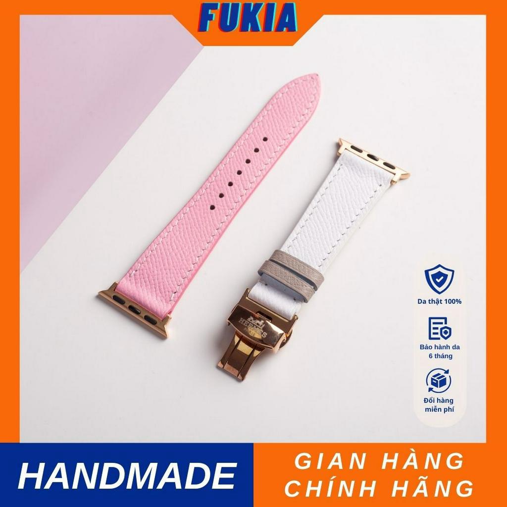 Dây da thủ công mix màu - Epsom Màu 10 dành cho iWatch, đồng hồ thông minh, đồng hồ cơ FUKIA DDTC273