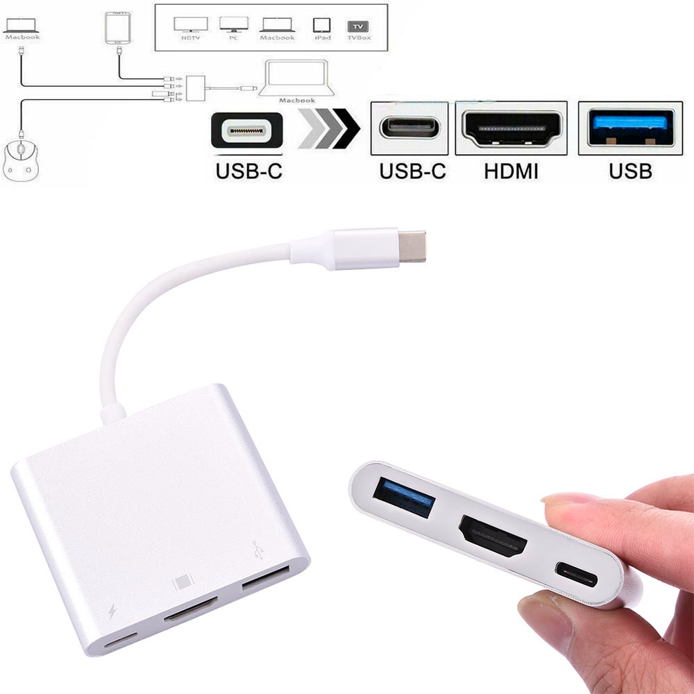 Bộ Chuyển Đổi 3 Trong 1 Loại C Sang Hdmi Usb-c 3.0