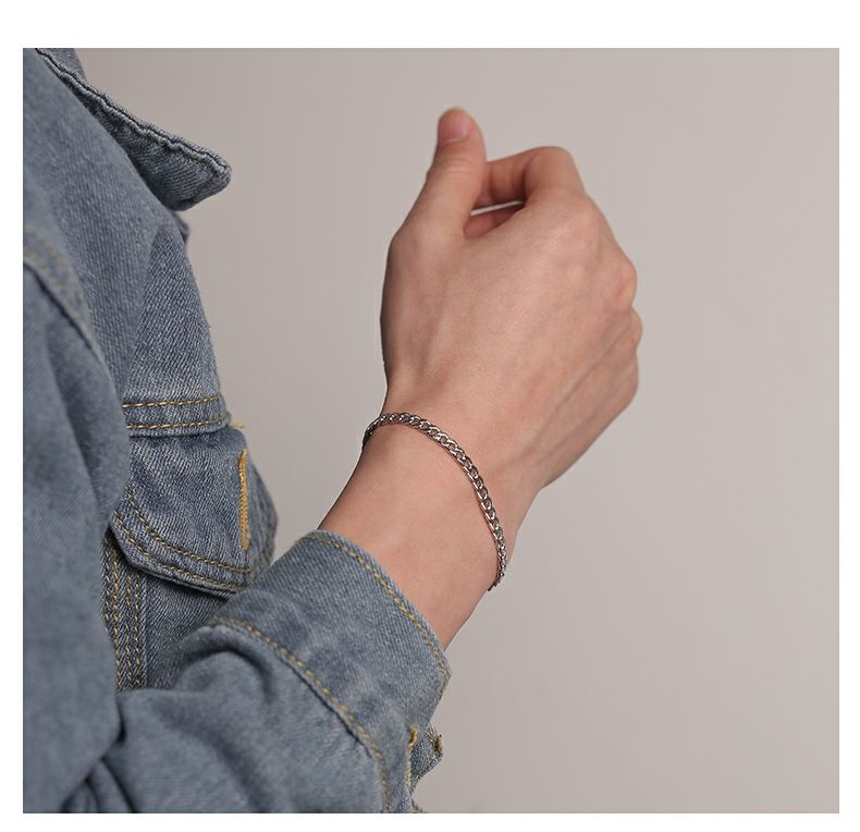 Vòng tay titan dạng xích kích thước 3.5mm sang trọng cho cặp đôi | BigBuy360 - bigbuy360.vn