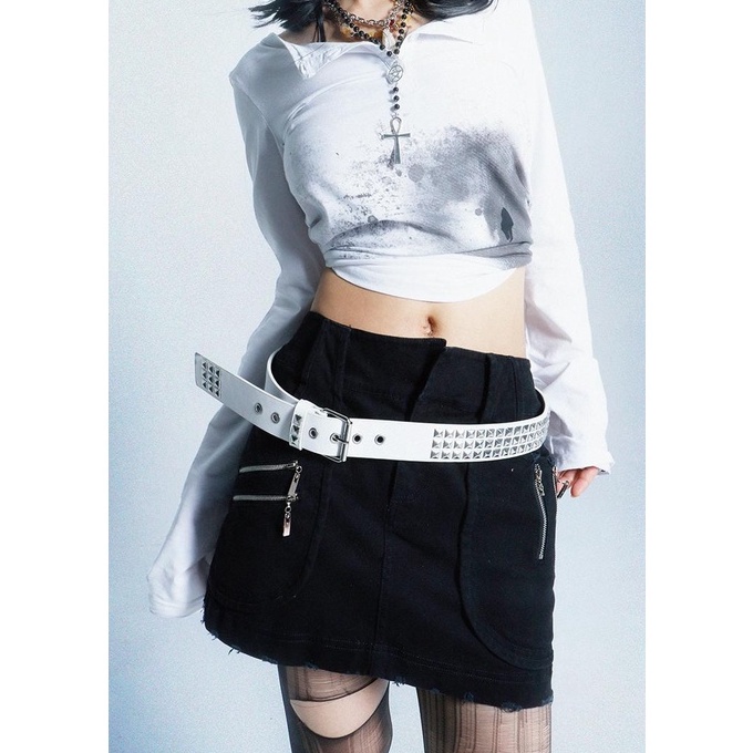 Áo Thun polo Tay Dài Dáng Ôm In Họa Tiết Y2k Millennium grunge Pure Desire Phong Cách Sang Trọng