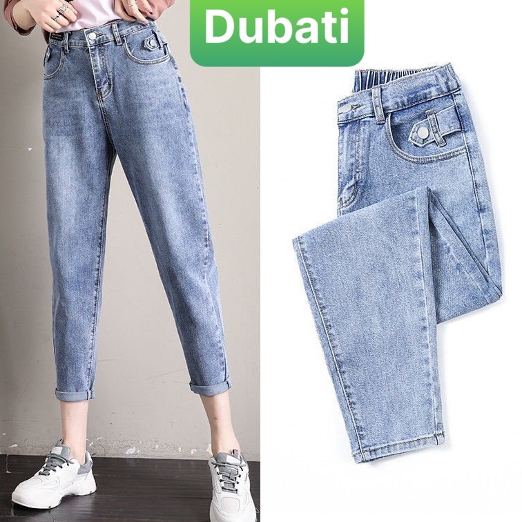 QUẦN BAGGY JEAN NỮ XANH LƯNG THUN CẠP CHUN NÂNG MÔNG HÀN QUỐC PR-415 CAO CẤP - DUBATI FASHION