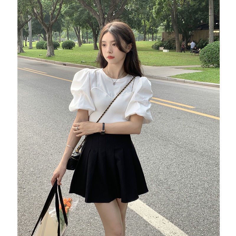 Áo Thun Tay Ngắn Phồng Thời Trang Mùa Hè 2022 Cho Nữ