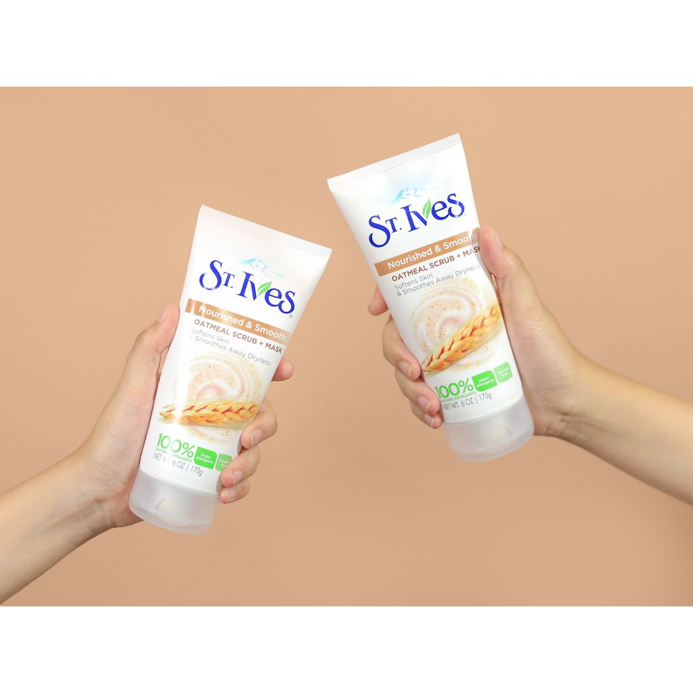 Tẩy tế bào chết St.Ives Smooth &amp; Nourished Scrub &amp;Mask Oatmeal #Lúa mạch