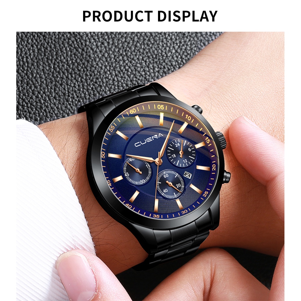 Đồng hồ CRRJU 881S bằng thép không gỉ không thấm nước thời trang thể thao thông thường cho nam