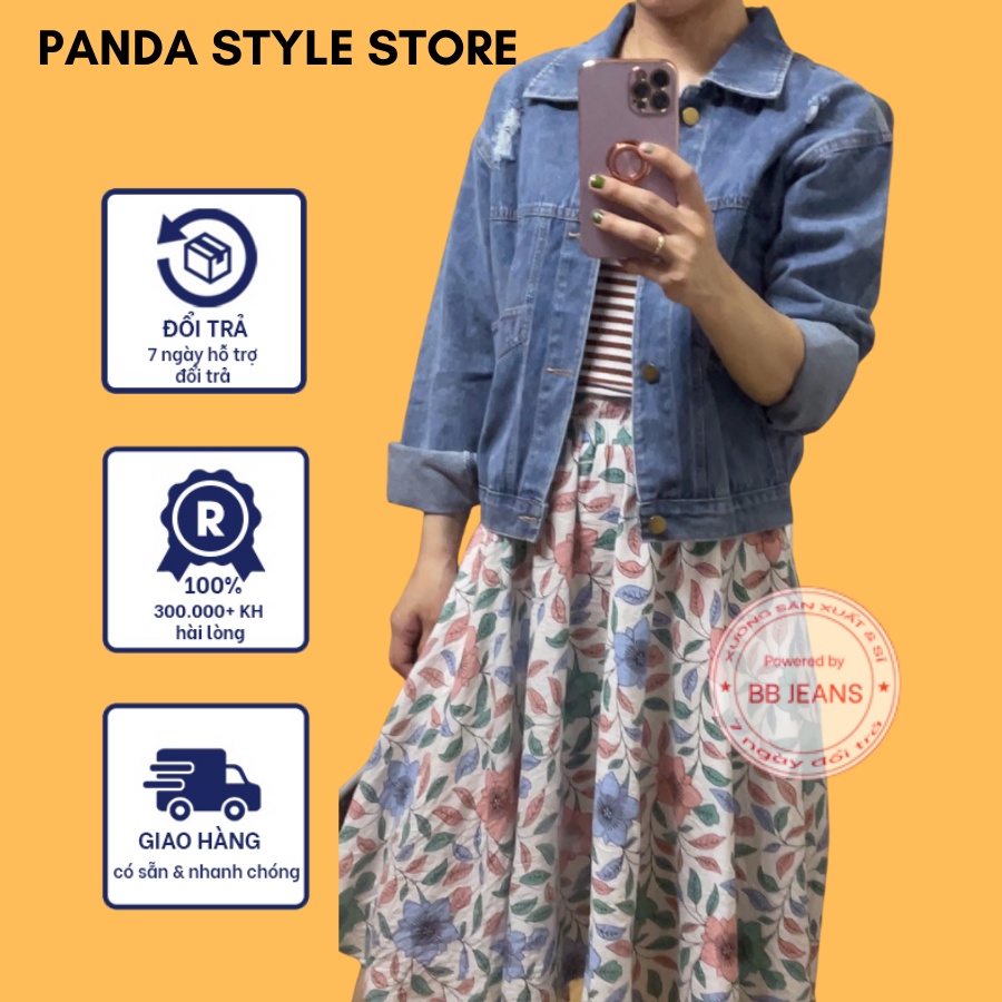 Áo khoác jean nữ Cred cao cao cấp form 40-58kg Panda.