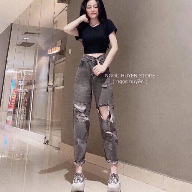 ❤️ BỎ SỈ ❤️(SALE SẬP SÀN) Quần Baggy Rách Cạp Cao Chuẩn Y Hình