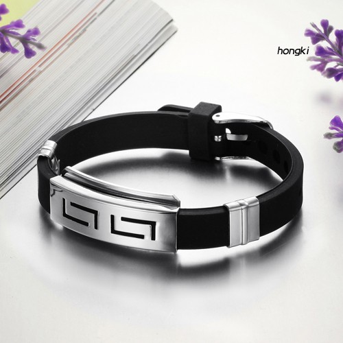 Vòng Tay Cao Su Phối Khoá Thép Không Gỉ Thời Trang Cho Nam