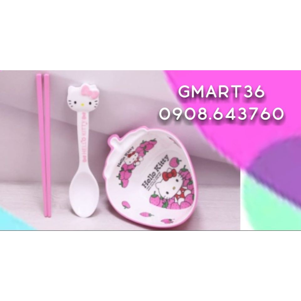 🍀 Set chén dâu kèm muỗng đũa Kitty C0061 🍀
