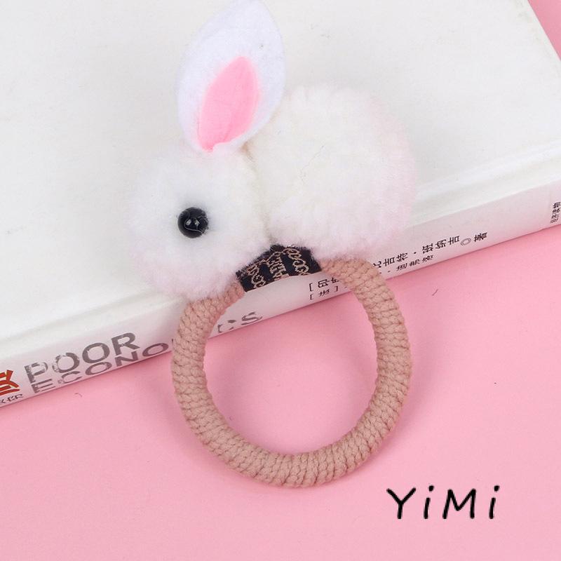 Dây Cột Tóc Cao Su Co Giãn Đính Thỏ Bông Dễ Thương Phong Cách Hàn Quốc Cho Nữ