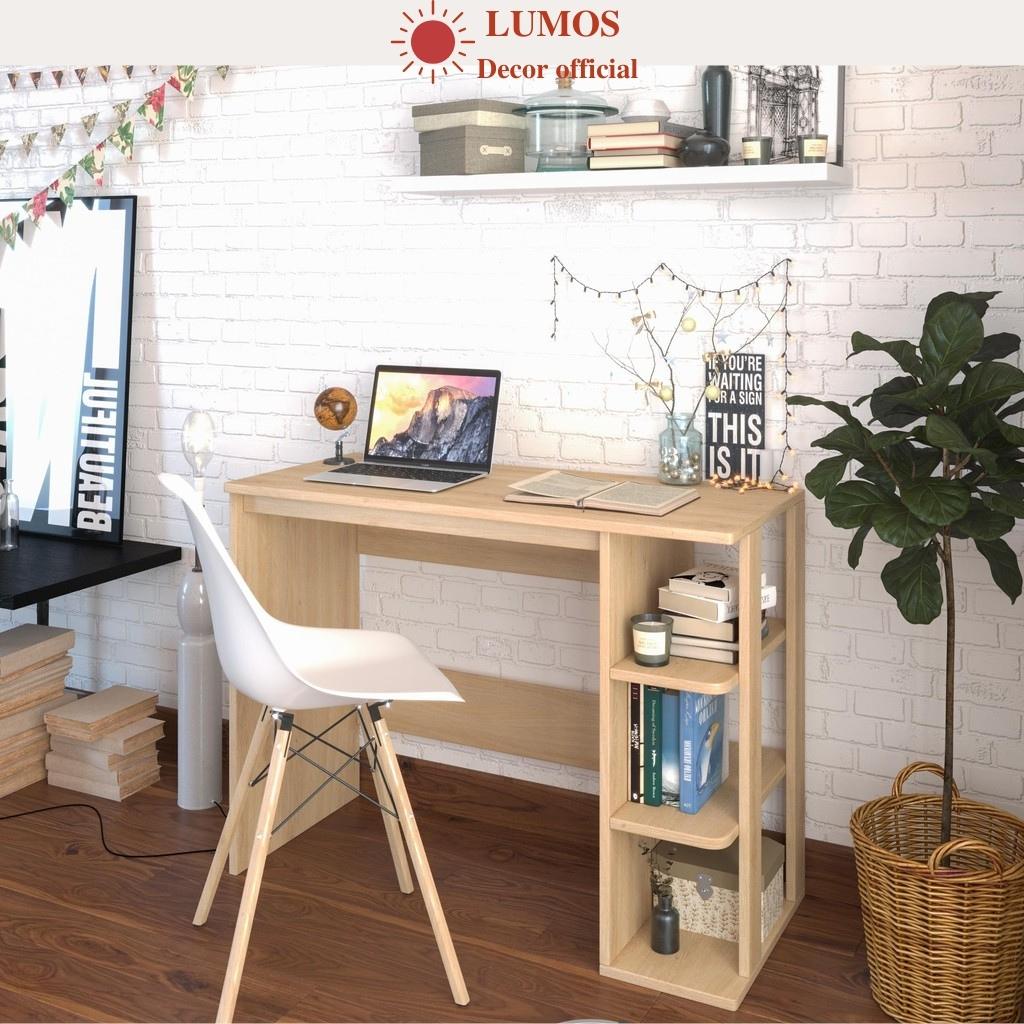 Bàn học bàn làm Việc kết hợp kệ sách màu gỗ Lumos LV01
