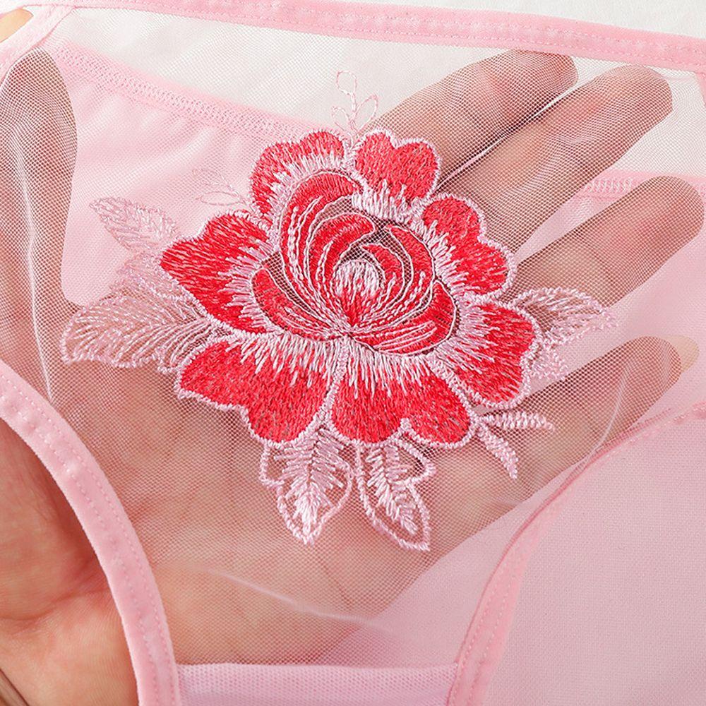 Quần Lót Lưới Mỏng Thêu Họa Tiết Ngọt Ngào Xinh Xắn Cho Nữ