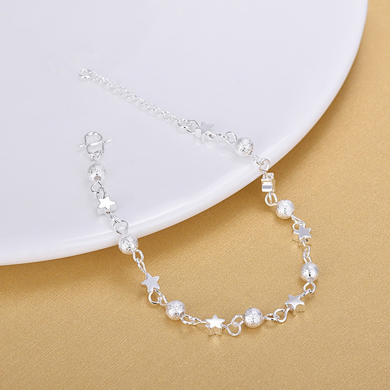 Vòng đeo tay bằng bạc hình sao phong cách Hàn Quốc dễ thương