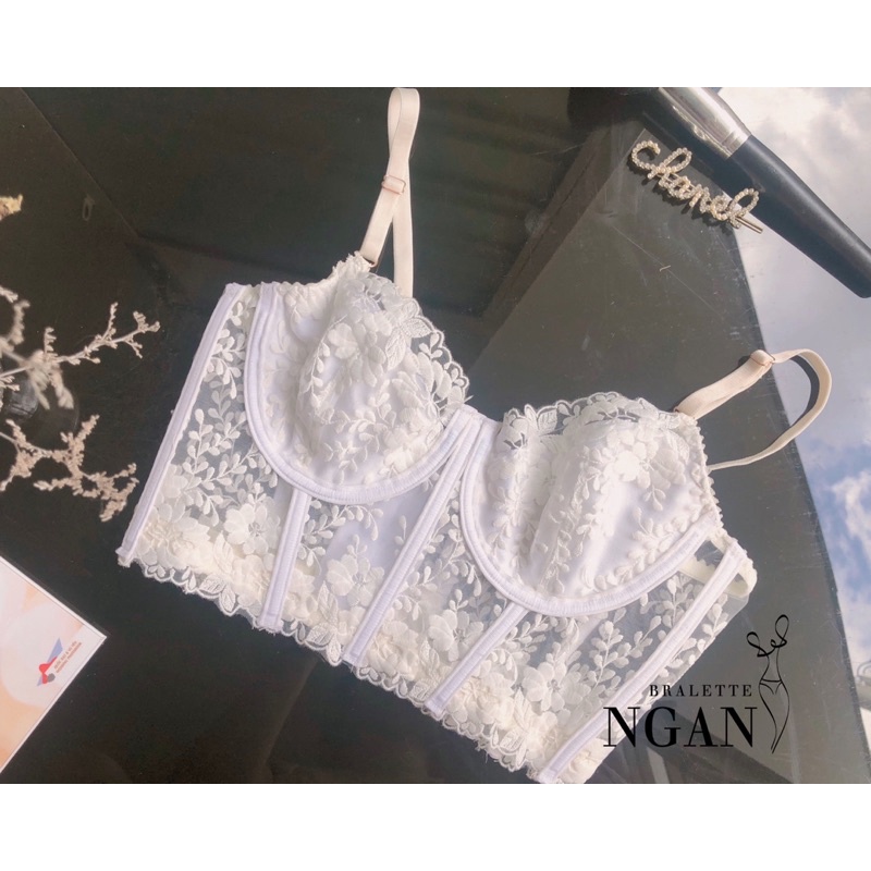 Áo corset siết eo định hình ngực không mút ren siêu đẹp  thương hiệu NGAN BRALETTE