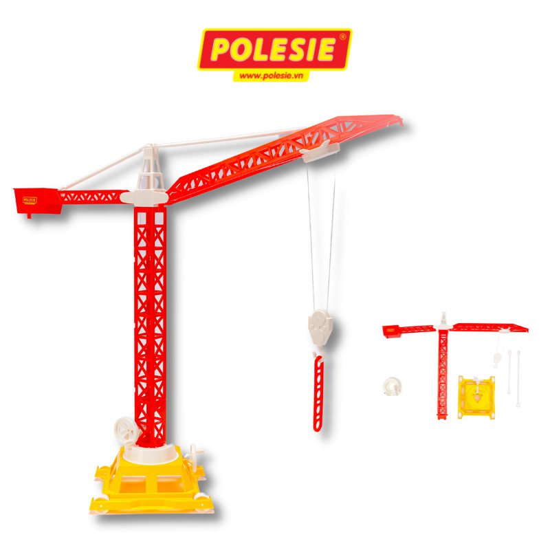 Cần Cẩu Tháp Số 2, 4 bánh, Polesie Toys, Màu Đỏ