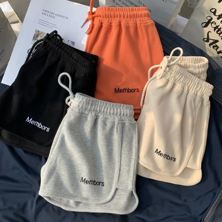 Quần Short Cotton Ống Rộng Thêu Chữ Thời Trang Hè 2021 Cho Nữ