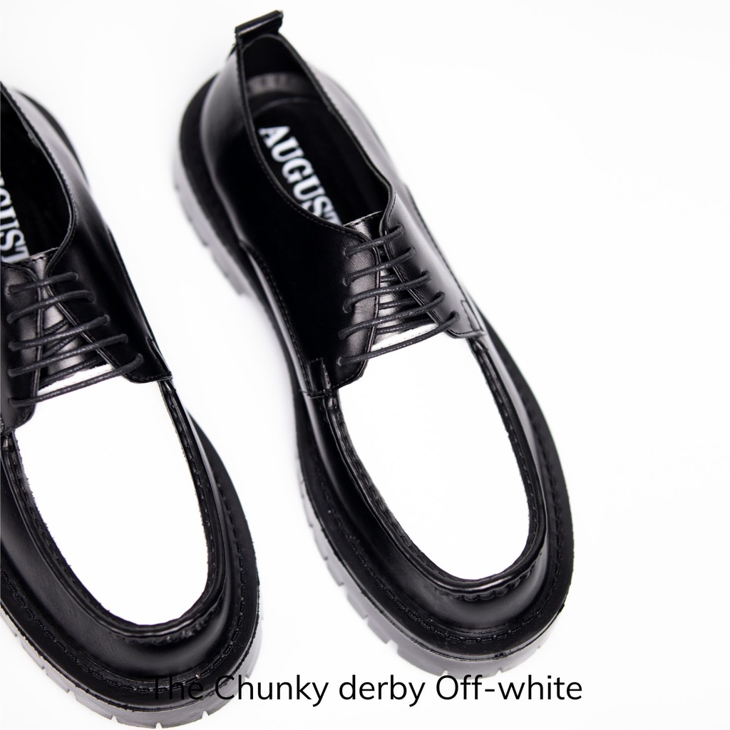 Giày da bò nhập khẩu Chunky Derby Off-White August chính hãng viền mũi giày phong cách Hàn Quốc bảo hành 12 tháng