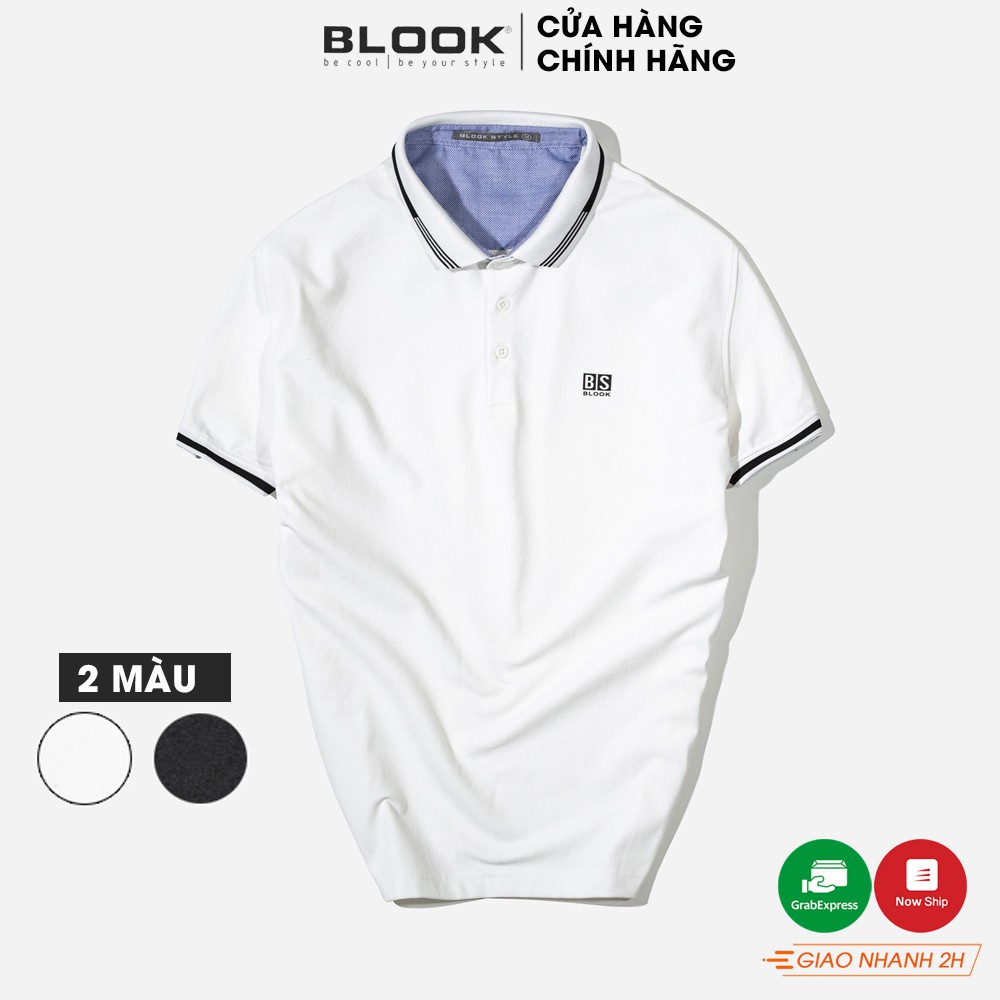 Áo Polo Slimfit BLOOK Vải thun cá sấu cotto co giãn 2 màu Trắng và Đen 33372 ( HÌNH THẬT )