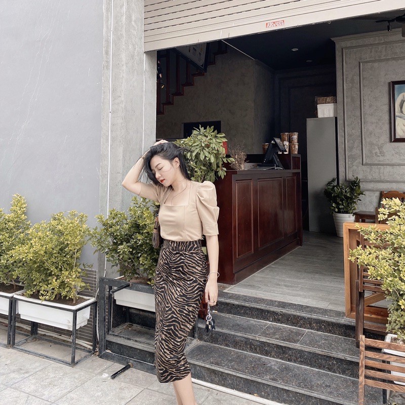 ( Ảnh thật ) CV1111 Chân váy vằn xẻ sau | BigBuy360 - bigbuy360.vn