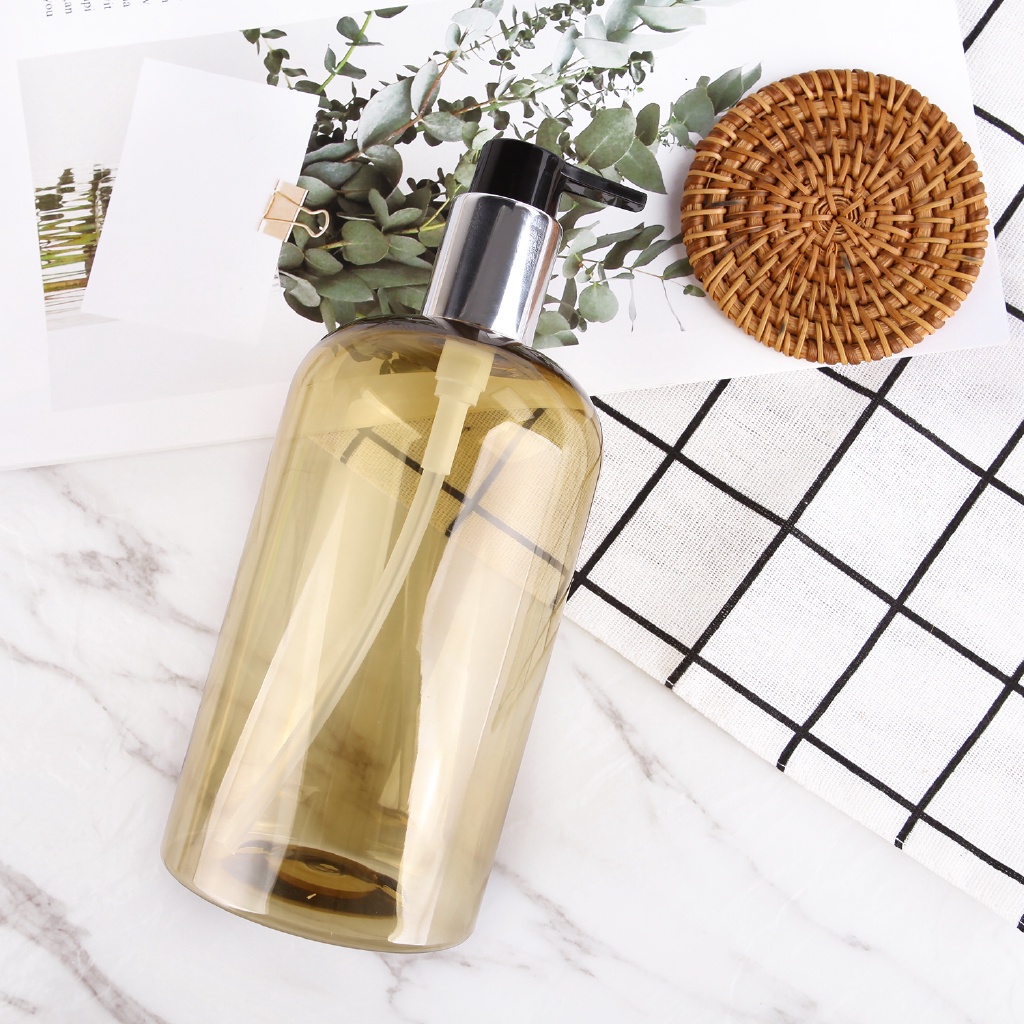 Chai Nhựa Rỗng 500ml Màu Vàng Kim Dùng Đựng Dầu Gội / Sữa Tắm Dạng Nhấn Tiện Dụng