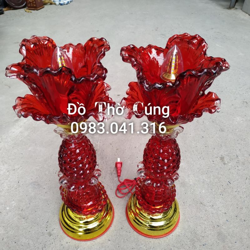Đèn thờ thủy tinh bông cải cao 45cm