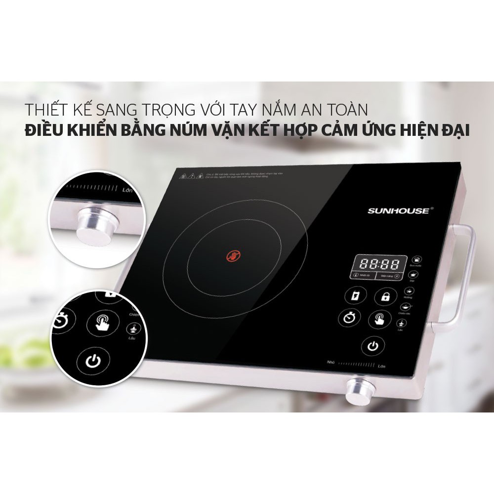 Bếp hồng ngoại cảm ứng SUNHOUSE SHD6017 - 2000W ✅ Tặng Kèm Vỉ Nướng ✅ Bảo hành chính hãng 12 tháng