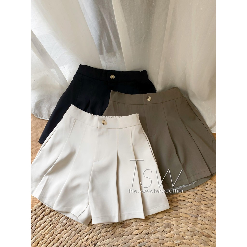 Quần short ống rộng cạp cao xếp ly giả váy (Ảnh thật) | BigBuy360 - bigbuy360.vn