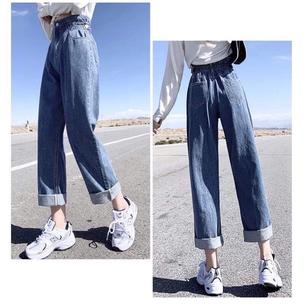 Quần bò nữ vải bò,quần jeans ống rộng lưng cao,không giãn ,dáng suông | BigBuy360 - bigbuy360.vn