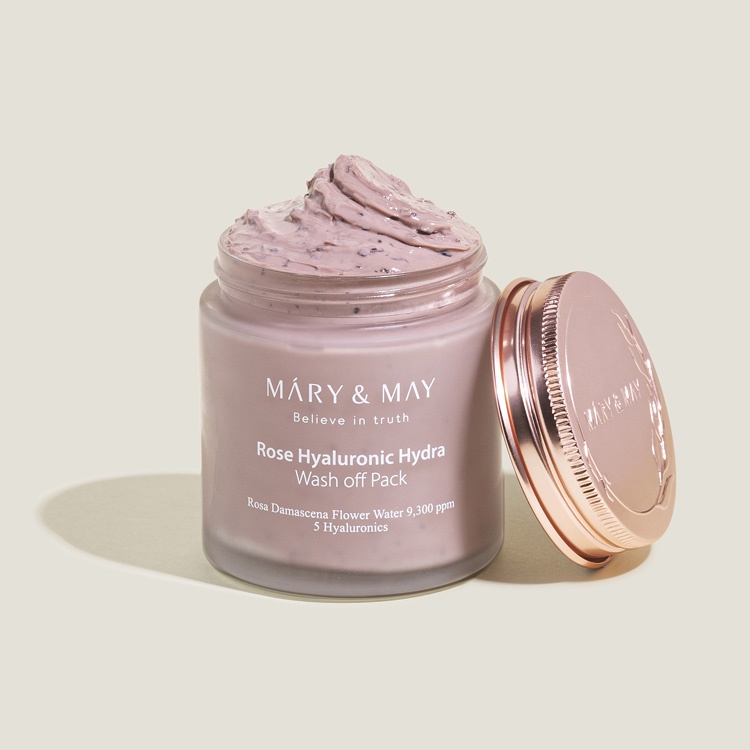 Mặt nạ đất sét thuần chay Mary&May CICA Teatree soothing/Rose Hydraluronic Hydra 100g